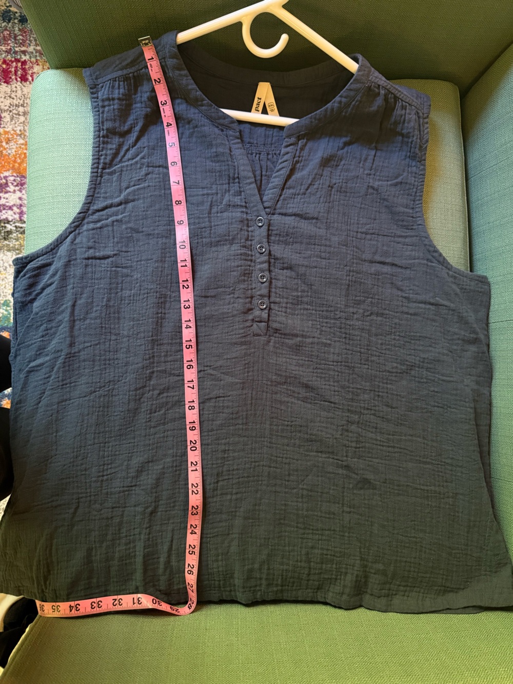 Pact Coastal Double Gauze set French Navy - Henley Tank and Split Hem Pants XXL - Picture 8 of 8